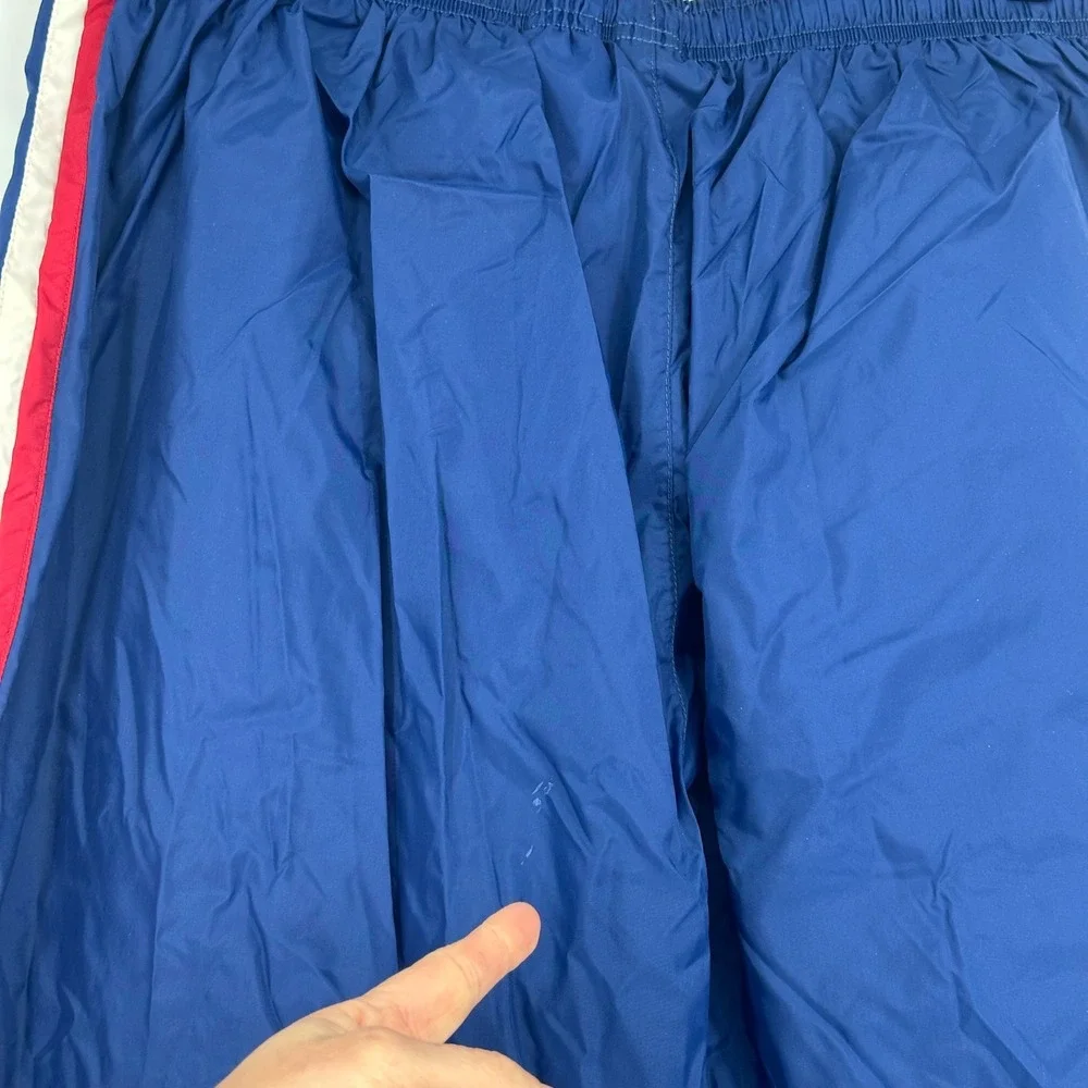 Vtg 90s Nike Kids Blue Nylon Track‎ Pants with Red White Stripe Accent XL READ